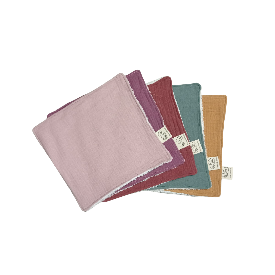 Eco Era wipes - Plain pink aubergine rust green camel
