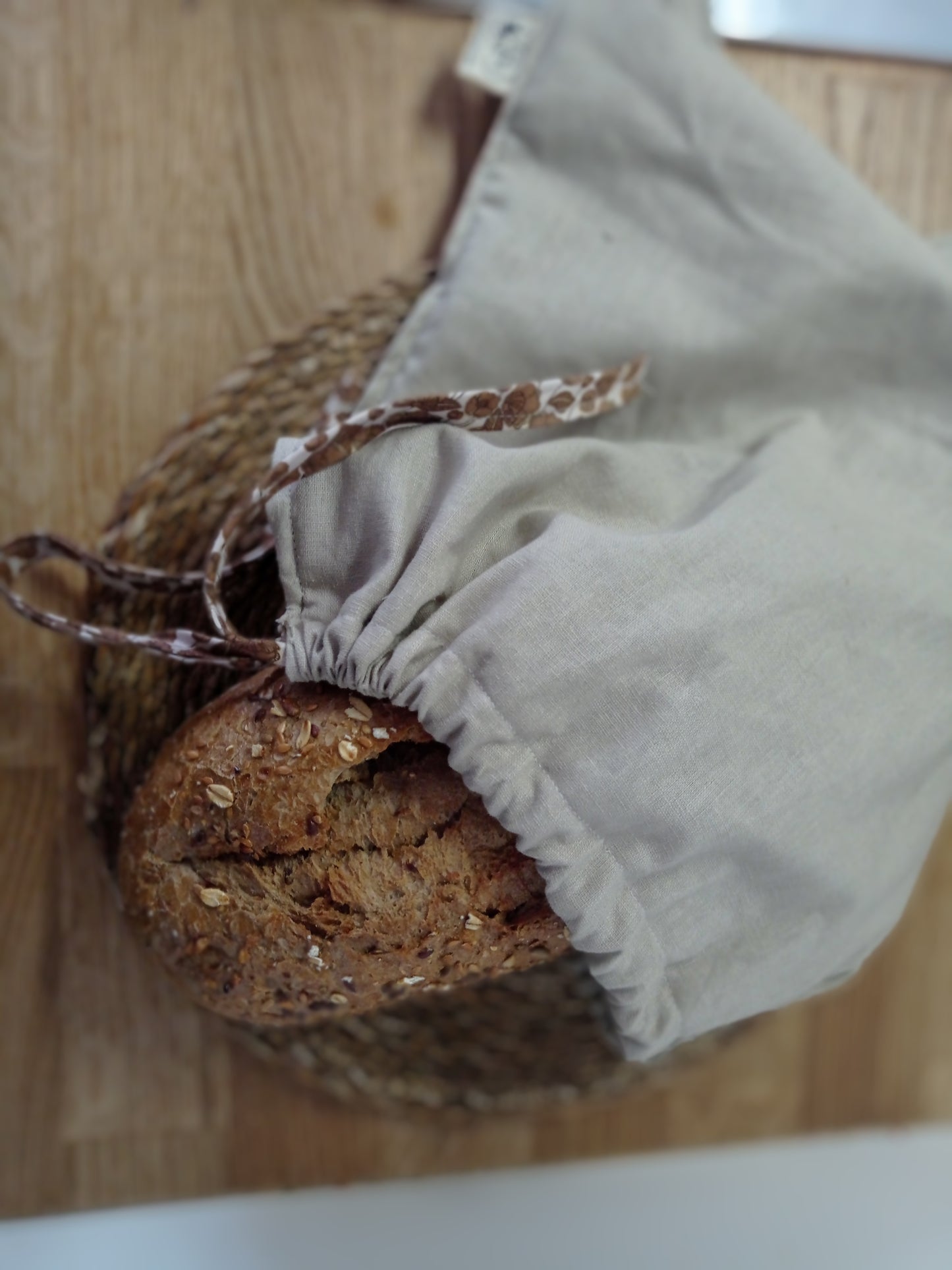 Bread bag from linen and organic cotton